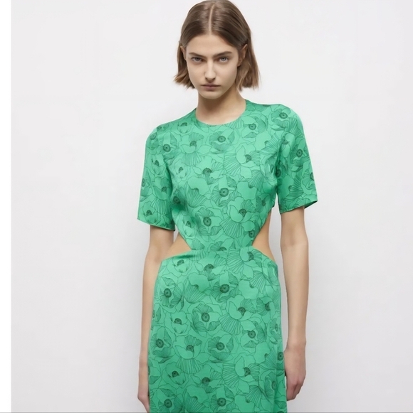 The Kooples Vibrant Green Floral Midi Dress - Picture 3 of 14
